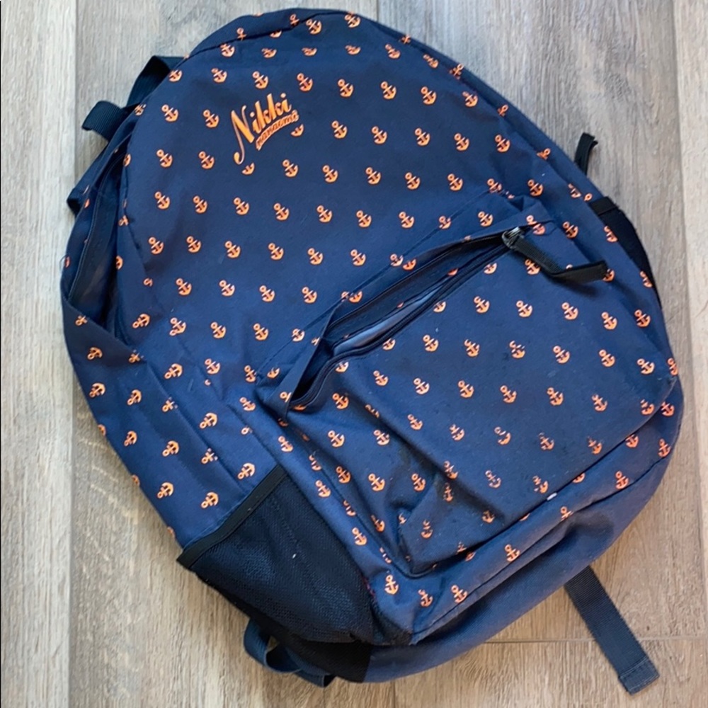 Navy blue backpack w/anchors
